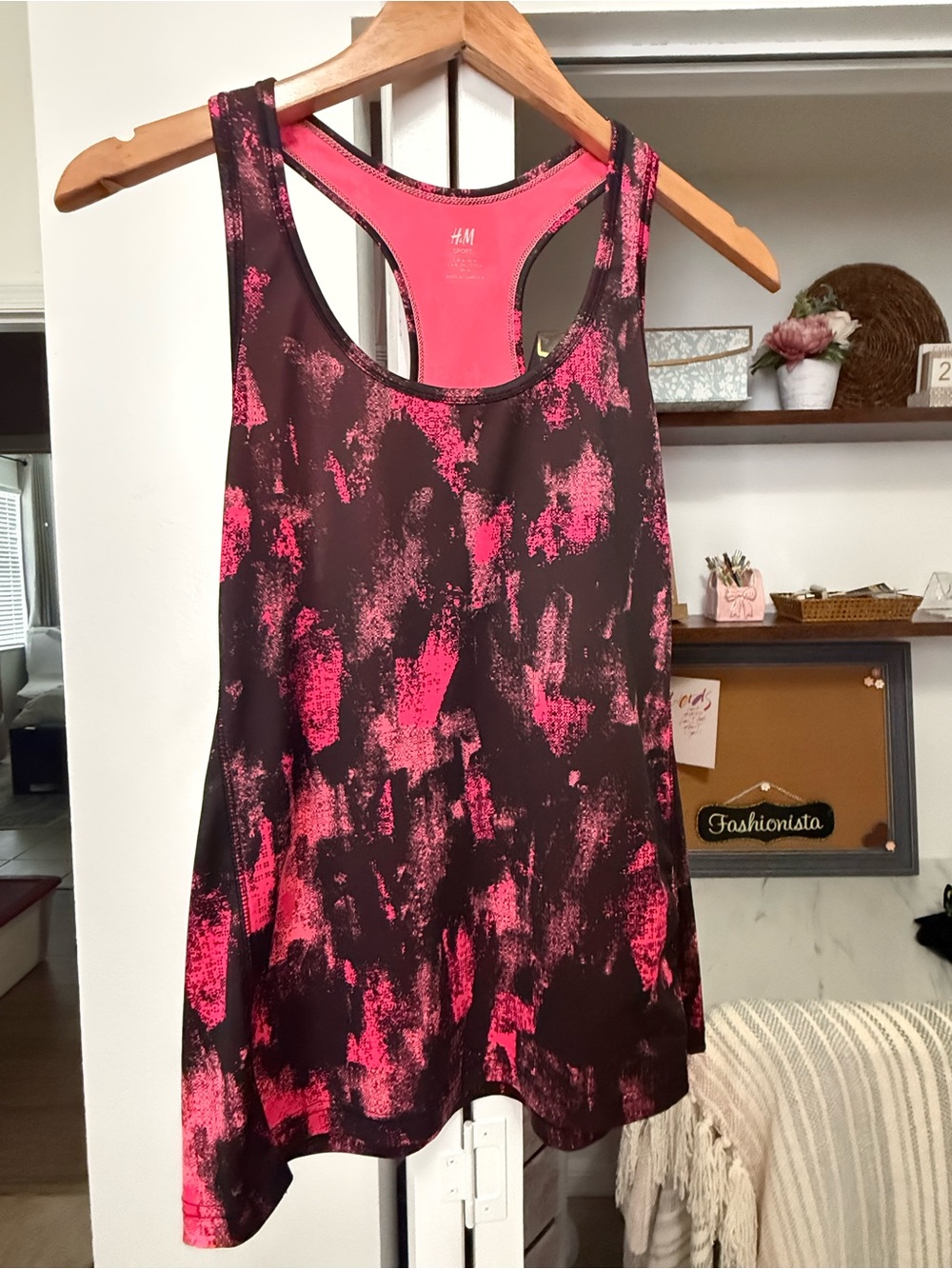 H&M Black and Hot Pink Racerback Active Tank